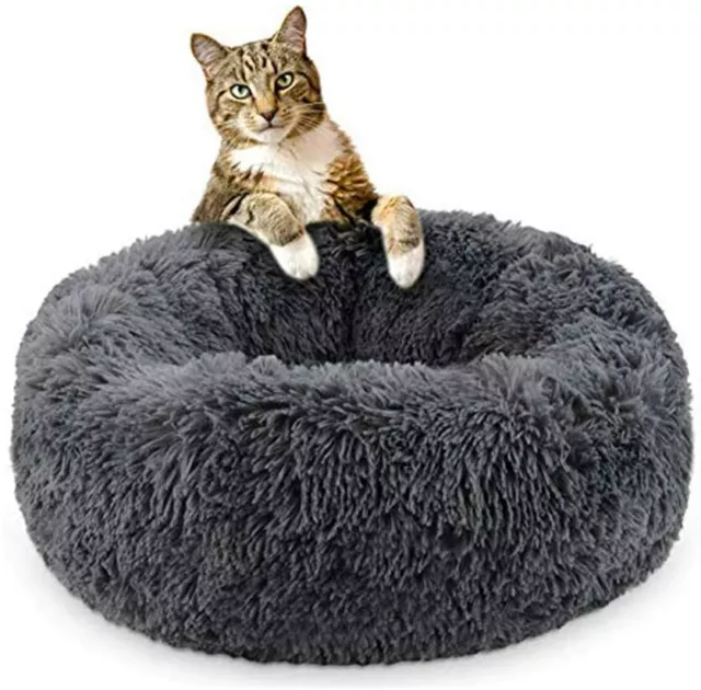 UKMASTER Panier Chien Chat en Peluche Confortable, Lit de Couchage Rond Doux et