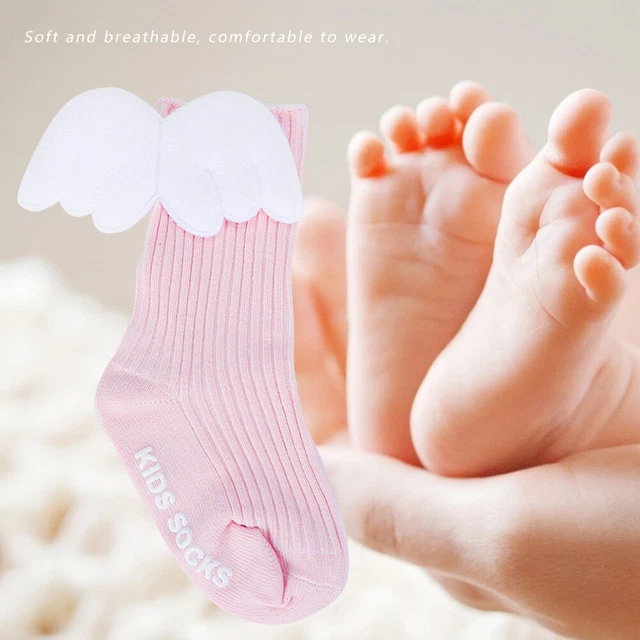 New Pair Baby Girls Angel Wings Decor Ruffles Knee High Soft Leg Warmer Socks