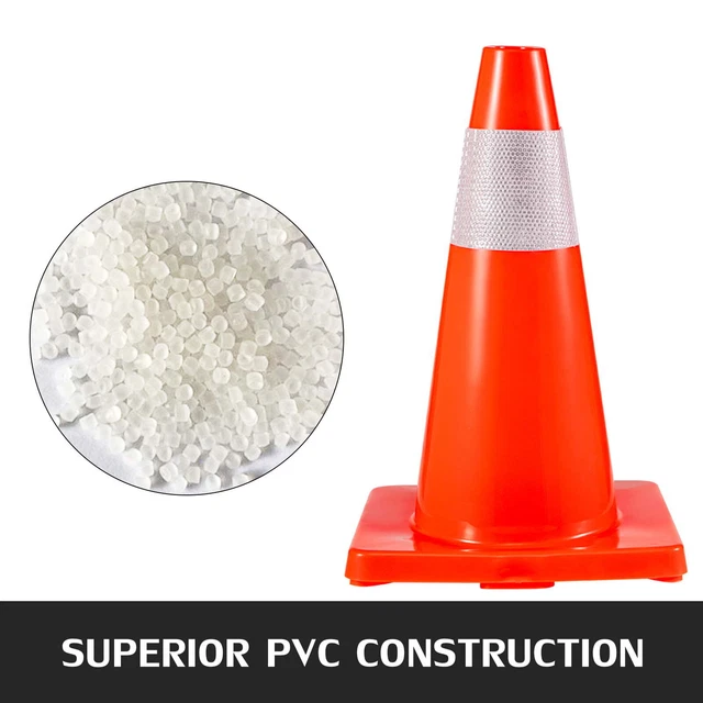 VEVORbrand 12Pack 18" Traffic Cones, Safety Road Parking Cones PVC Base, Orange