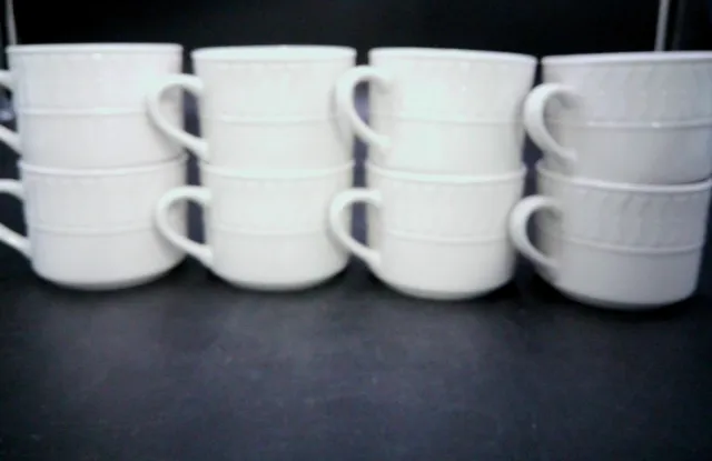 8 Totally Today Bow Tie Off White Coffee Tea Mugs Cream Color