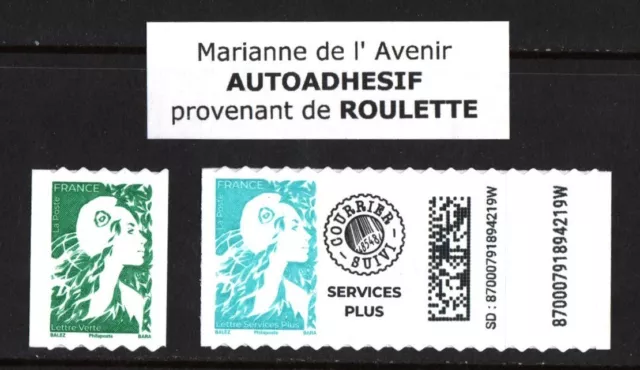 2023 Marianne de l'Avenir les 2 timbres AUTOADHESIFS issus de roulette NEUFS **