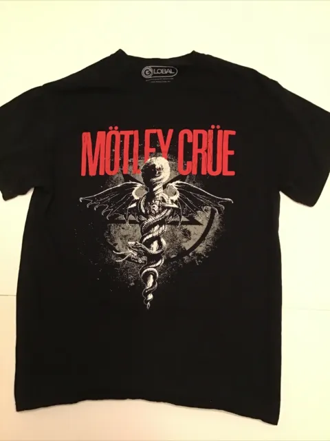 Motley Crue Logo T-shirt Global Brand Tee Black Size Medium M Short Sleeved