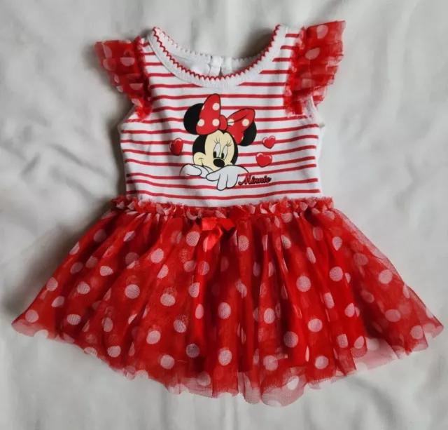 Disney Baby Minnie Mouse Infant Baby Girl's Red/White Bodysuit Tutu 0-3 Months