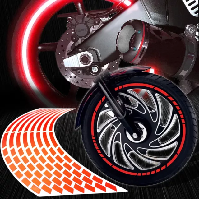 16/17/18/19" Reflective Rims Tape/Wheel Rim Decal Pattern Strips Sticker Set Red
