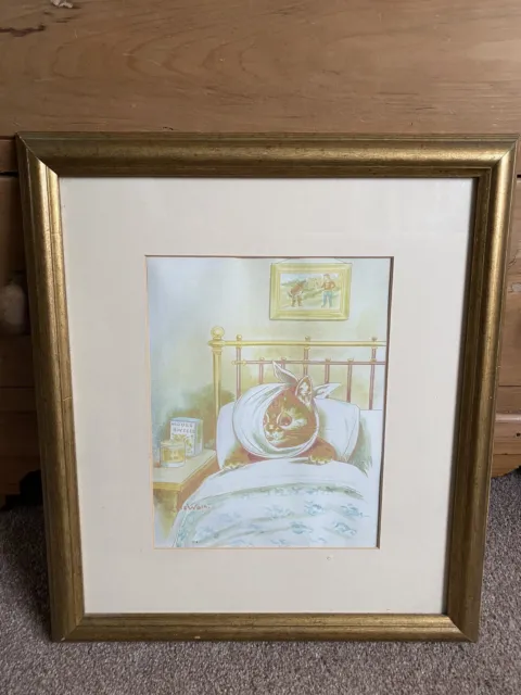Louis Wain cat print framed