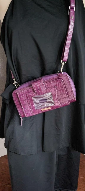 Samantha Brown Crossbody Wallet/Cell phone (Purple) Croco
