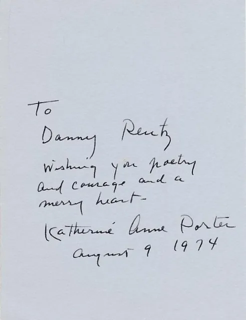 Katharine Anne Porter- Autograph Note Signed (Writer/Poet)