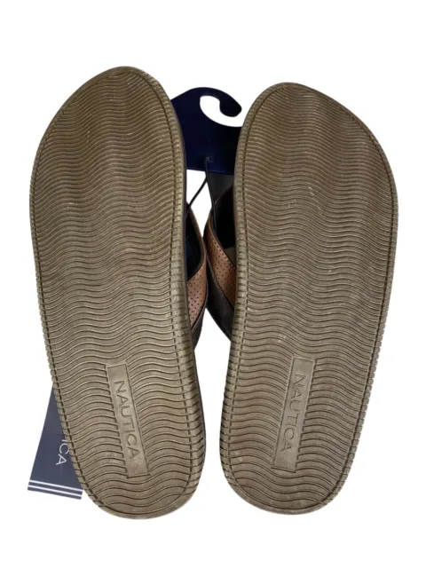 NAUTICA MEN’S CLARKSON 4 Faux Leather Tan Brown Thong Sandals Shoe Size ...