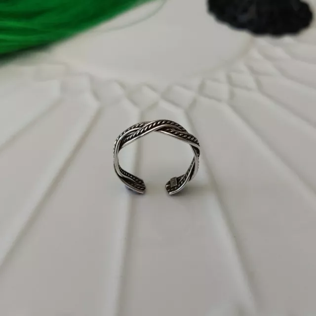 Solid 925 Sterling Silver Double Braided Toe Ring