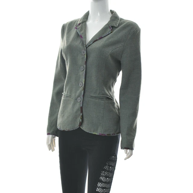 Gudrun Sjoden Femmes Rétro Vintage Blazer Contraste Bordure Boutonné Manteau M