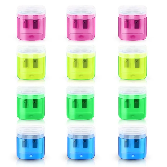 12 Pack Manual Pencil Sharpener for School Office Home Classroom Colored Dual...