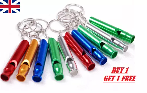 2 Aluminum Emergency Survival Whistle Keychain For Camping Hiking Outdoor Sport