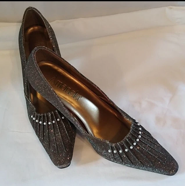 Amanda "Pearl Jam" Pumps Shoes Size 10M Pearl Studded Gold Silver Black Sparkle Amanda "Pearl Jam" Pumps Shoes Size 10M Pearl Studded Gold Silver Black Sparkle