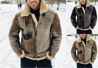 Mens Fleece Coat Winter Warm Casual Overcoat Zip Up Jacket Baggy Outwear