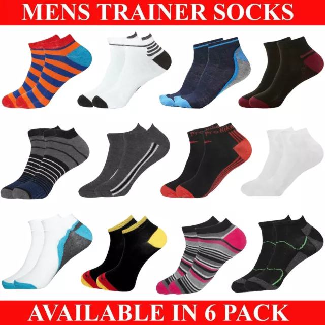 Mens Trainer Socks Sports Ankle Liner Invisible Low Cut Cotton Socks Size 6-11