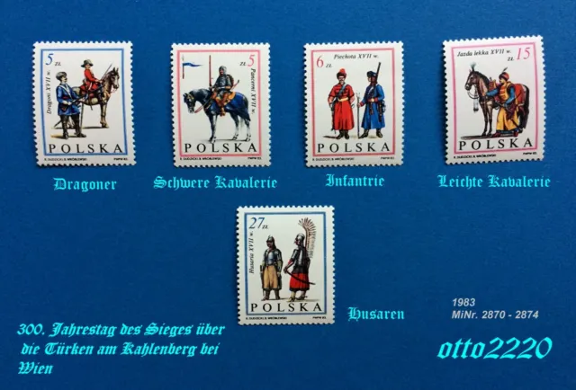 Polen 1983, MiNr. 2870 - 2874 "300. Jtg. Sieg ü.Türken - Kahlenberg", Postfrisch