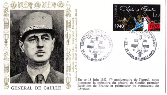 H036+FDC ENVELOPPE   1er JOUR GENERAL DE GAULLE RESISTANCE ET RENOUVEAU