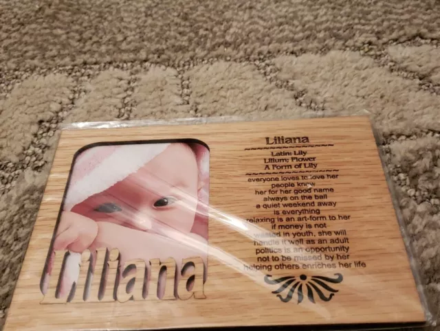 Personalized Name -LILIANA- Laser Engraved Wood Picture Frame Photo Magnet Baby