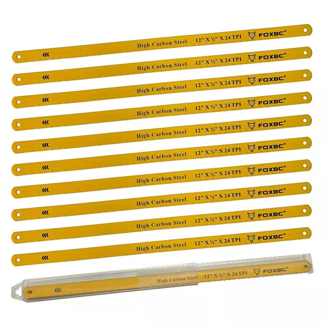 12 Inch Hacksaw Replacement Blades 24 TPI High Carbon Steel