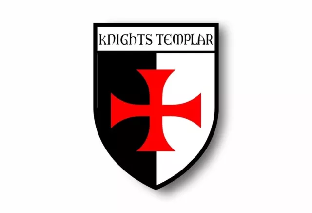 Autocollant sticker blason drapeau templier croix jerusalem knight templar