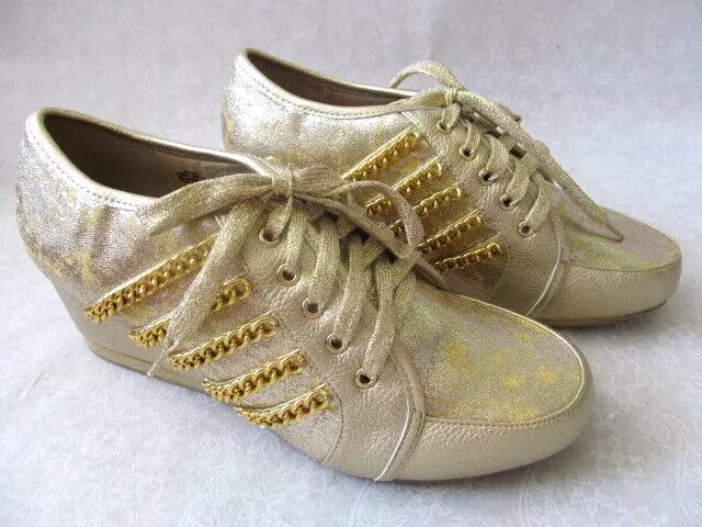 Joan Boyce Metallic Gold Wedge Comfort Shoes Size 10M - New