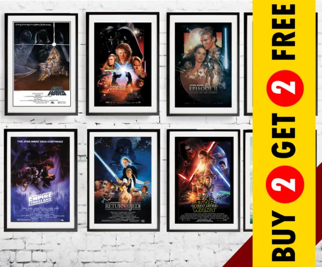 Poster serie di film Star Wars tutti gli episodi A3 A4 A5 dimensioni arte da parete stampa immagine