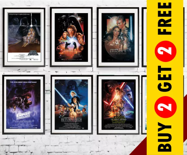 STAR WARS Movie Series Posters All Episodes A3 A4 A5 Size Wall Art Picture Print
