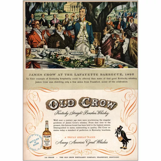1951 Old Crow: Lafayette Barbecue 1825 Vintage Print Ad
