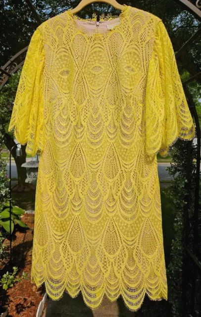 DRESS THE POPULATION Sunshine Yellow Formal 💛 Frilly Dress ,minor Flaw ...
