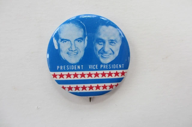 McGovern-Shriver 1972 Picture Political Button-Blue With Red Stars