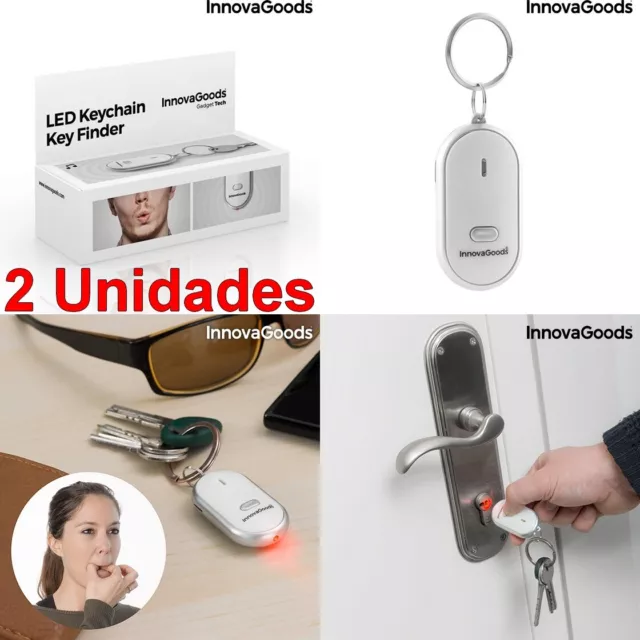 2 Unidades de Llavero localizador de llaves luz LED,avisador con sonido (pitido)