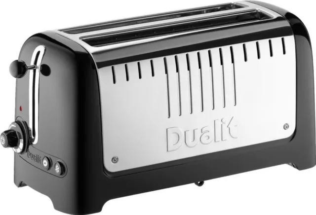 Dualit Lite 4 Slice Long Slot Toaster with Warming Rack Gloss Black 46025 *NEW*