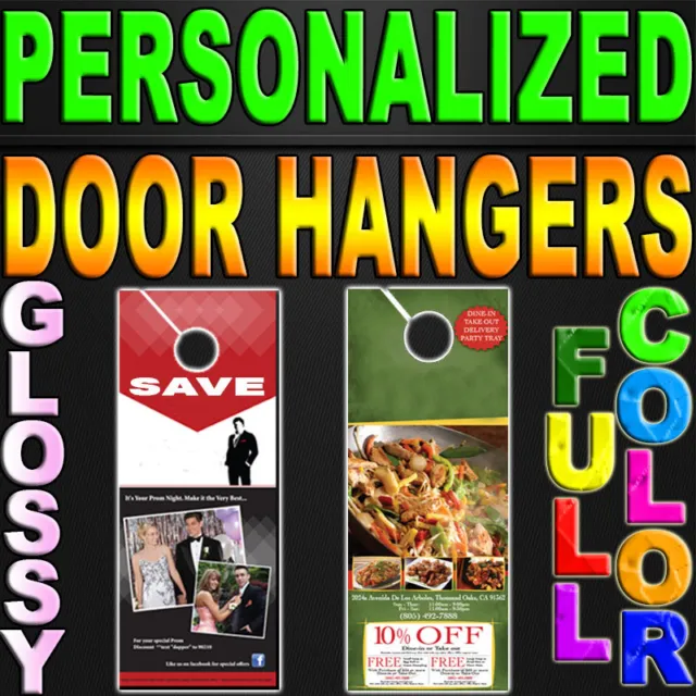 1000 Door Hangers Thick 14pt GLOSSY Full Color 4.25?x11" Doorhanger 4.25x11