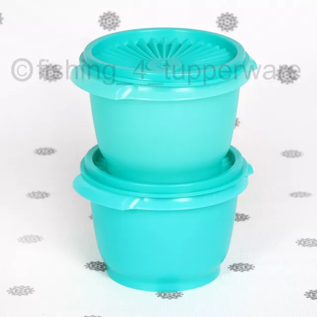 NEW Tupperware Servalier Bowl set of 2 Aqua Heritage Bowls with Seals 600ml