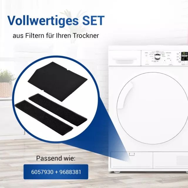 Schwammfilter Set passend wie Miele 6057930 9688381 für Wärmepumpentrockner 2