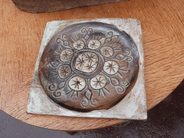 Plaque Murale Carreau en Terre Cuite Vernissée Céramique années 60