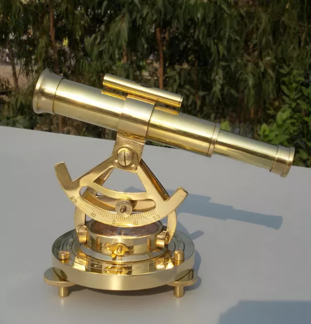 Antique Replica Brass Theodolite Alidade Telescope Compass Survey Instrument