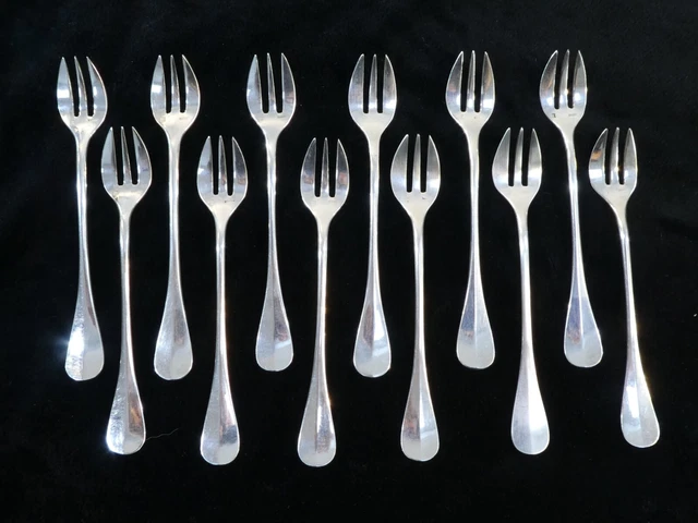 9 Fourchettes à Huîtres Ercuis – Métal Argenté, Modèle Contours Victoria – Fabriquées En France