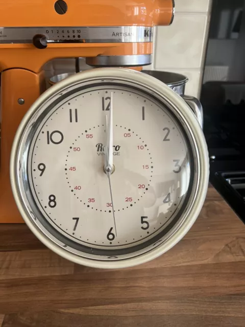 Round Kitchen Clock Retro Vintage Shabby Cream  Wall Clock