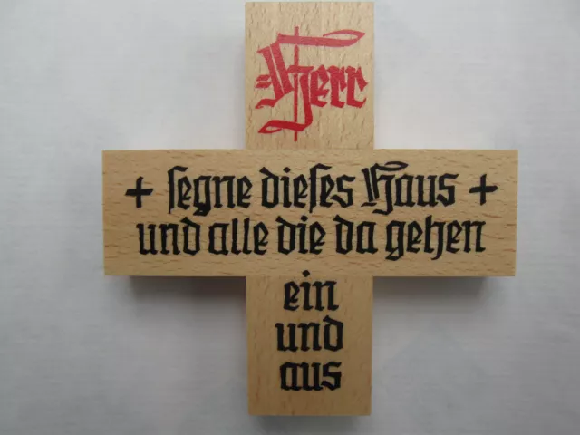 Haussegen Holz farbig Holzkreuz 10 cm Nr. HS/1 hell Segenskreuz Kreuz mit Spruch