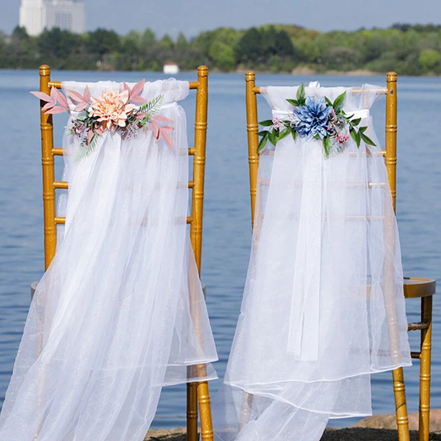 Silla de boda decoración de espalda ramo tela artificial flor lugar fiesta decoración