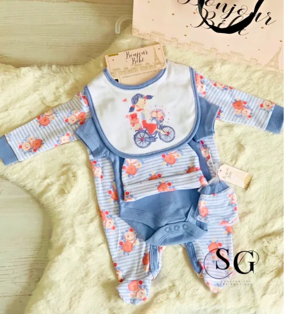 Set abbigliamento regalo bambina 5 pezzi pigiama floreale taglia neonato 0-3 mesi