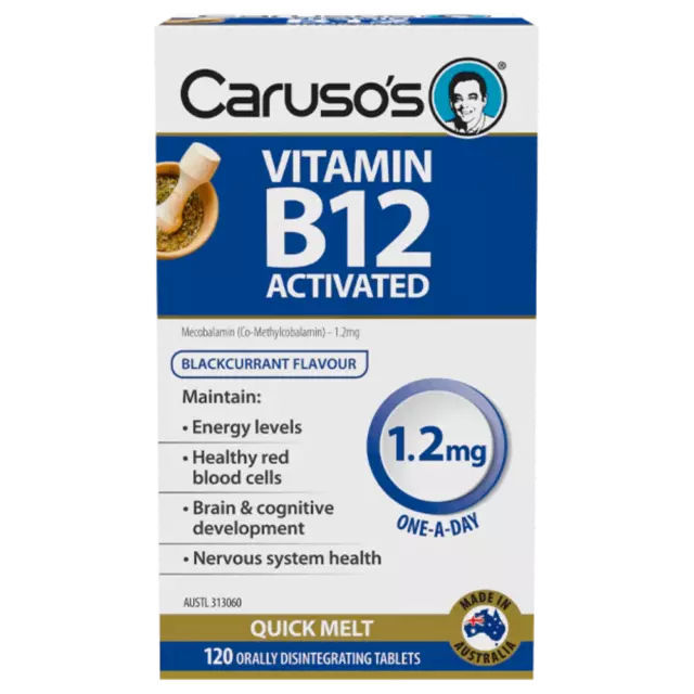 Caruso's Vitamin B12 Activated 120 Orally Disintegrating Tablets Melts Vegan