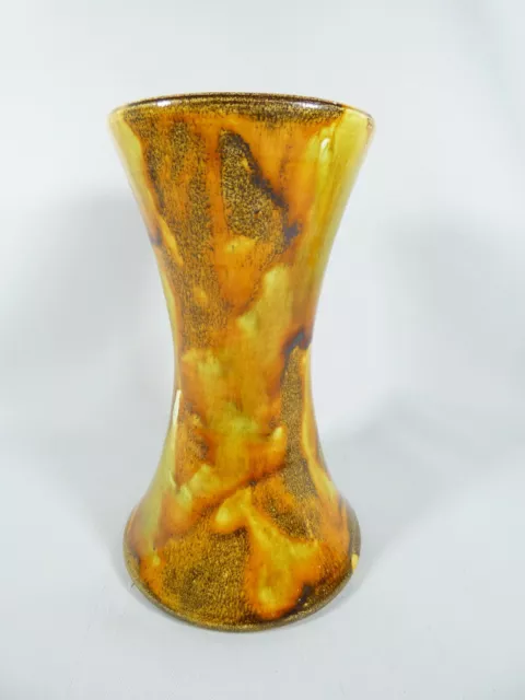 Vintage Art Deco Stones Australian Pottery 19cm Pinch Waist Drip Glaze Vase