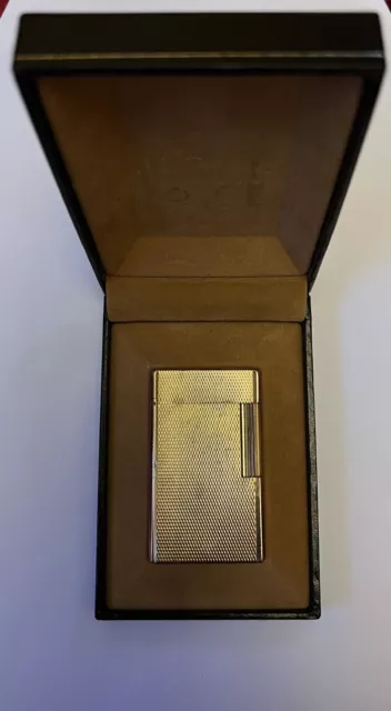 Vintage S T Dupont Gold Plated Lighter Ligne 1S In Box