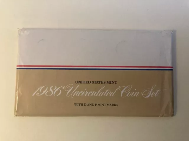 1986 United States Mint Uncirculated Coin Set with D and P Mint Marks