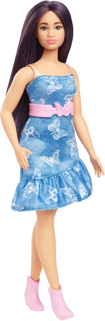 ROBE POUPEE BARBIE Mattel Neuve Fashionistas Gbk12 Noire Rose Violette Fleurs EUR 7,00 - FR
