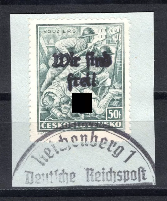 Sudetenland Reichenberg Mi. Nr. 132, Briefstück mit Sonderstempel und Attest