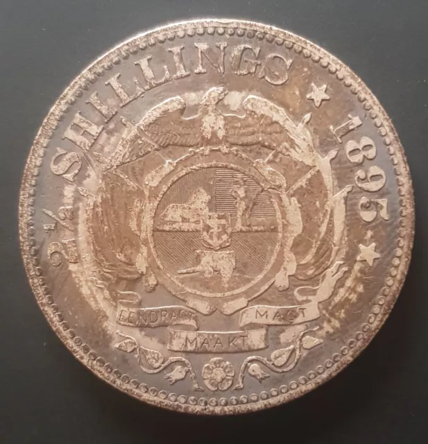 1895 South Africa 2 1/2 Shillings Half Crown Silver Rare Coin