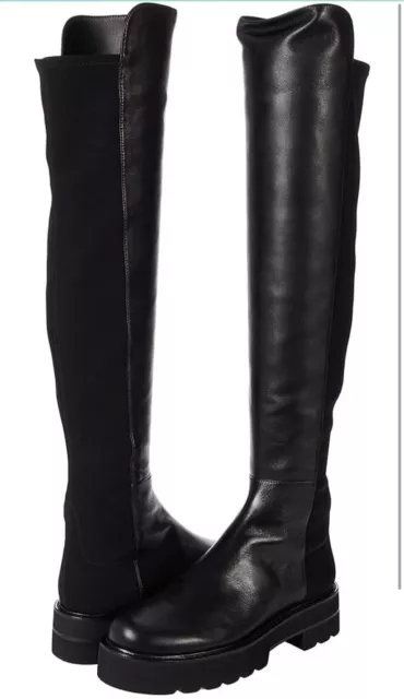 STUART WEITZMAN KNEE high boots 5050 size 7 womens black leather ...